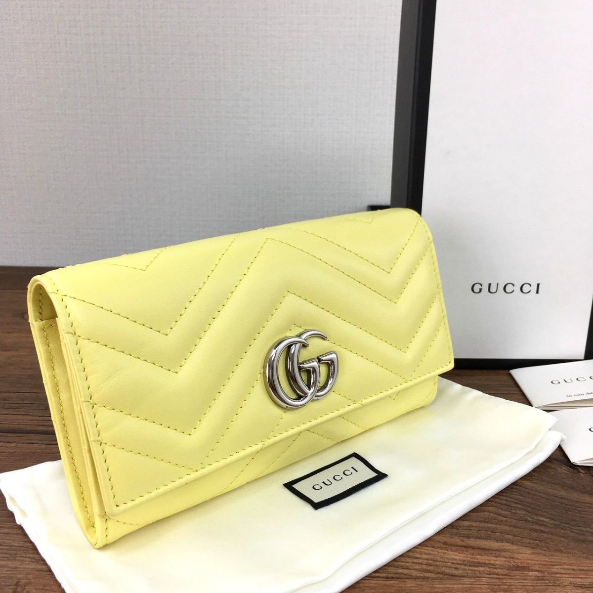 極美品 GUCCI ダブルG 長財布 443436 キルティング イエロー 箱付き 414 45,240円