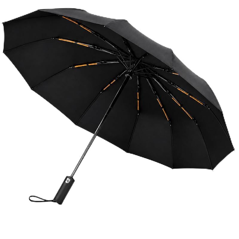 [Brand New] [24 Double Reinforced Bones, Compatible with Typhoons and Gusts of Wind] One-touch Auto Opening/Closing Folding Umbrella, Diameter 106 cm, Oversized, Men's Windproof Umbrella, Teflon, Nano, Water Repellent, Folding Umbrella, Can Be Used in Rain or Rain, 0