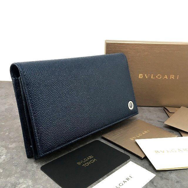未使用品 BVLGARI 長財布 283811 ネイビー レザー 箱付き 463