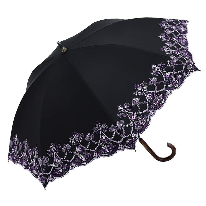 【新品】 [シノワズリーモダン]日傘 レディース 完全遮光 長傘 ショート長傘 遮熱 逃熱 晴雨兼用 女優日傘 遮光100％ UVカット100％ 遮熱マーブル刺繍 かわず張り ショート長日傘 紫外線対策 涼しい ギフト 母の日 (ブラック) 6,378円