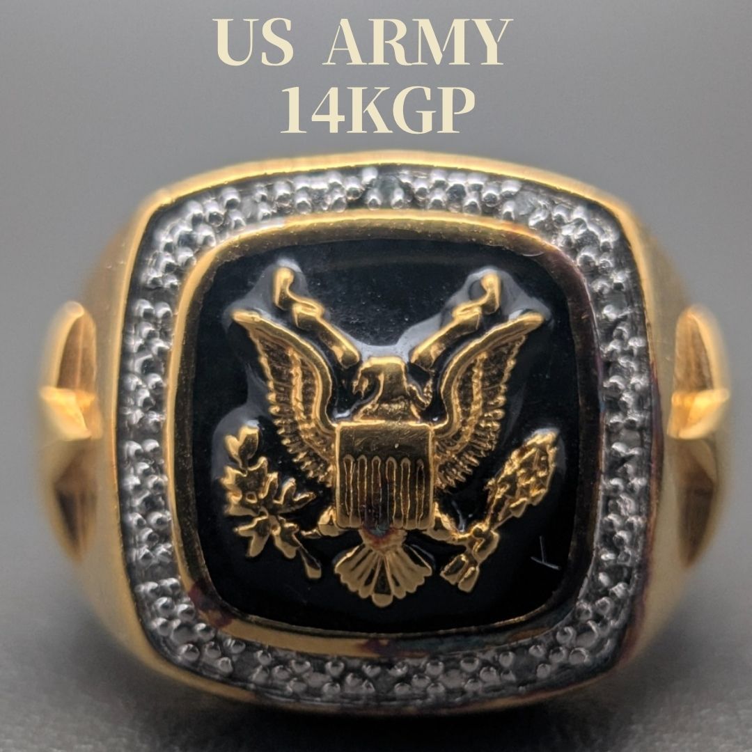 誇り高き勲章 Danbury Mint US ARMY 14KGP ミリタリーリング ブラックイーグル 約23号 ヴィンテージ 15,478円