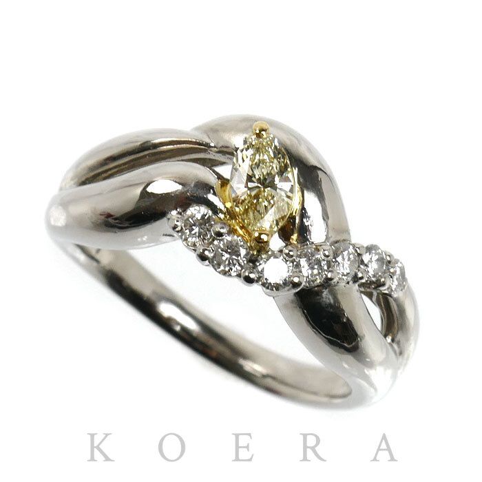 Pt900プラチナ K18YG イエローゴールド リング・指輪 ダイヤモンド0.247ct/0.21ct 12号 8.8g レディース 中古 美品 75,625円