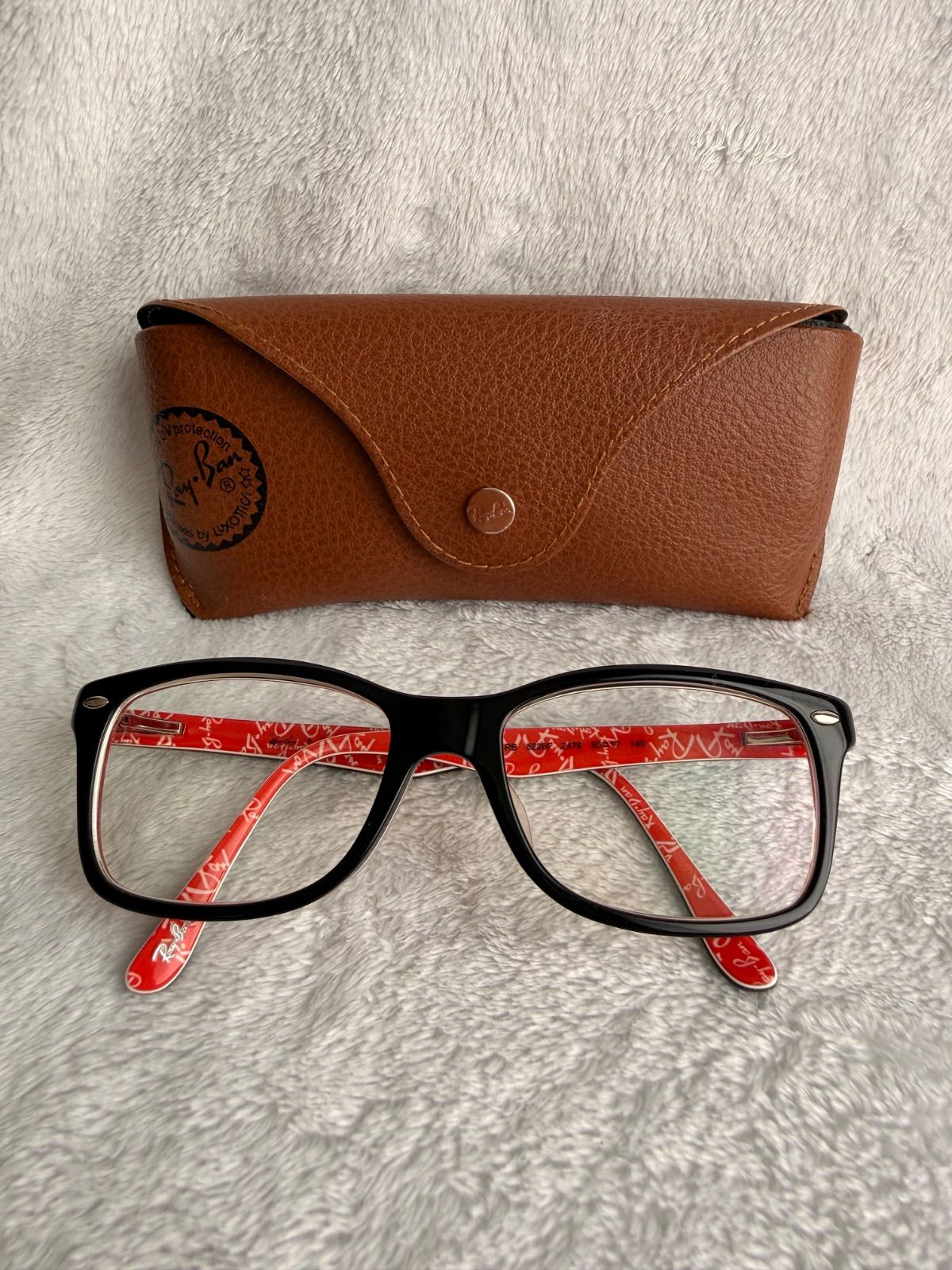 【Ray-Ban レイバン メガネフレーム RB5228F 2479 ブラック×レッド ケース付き】