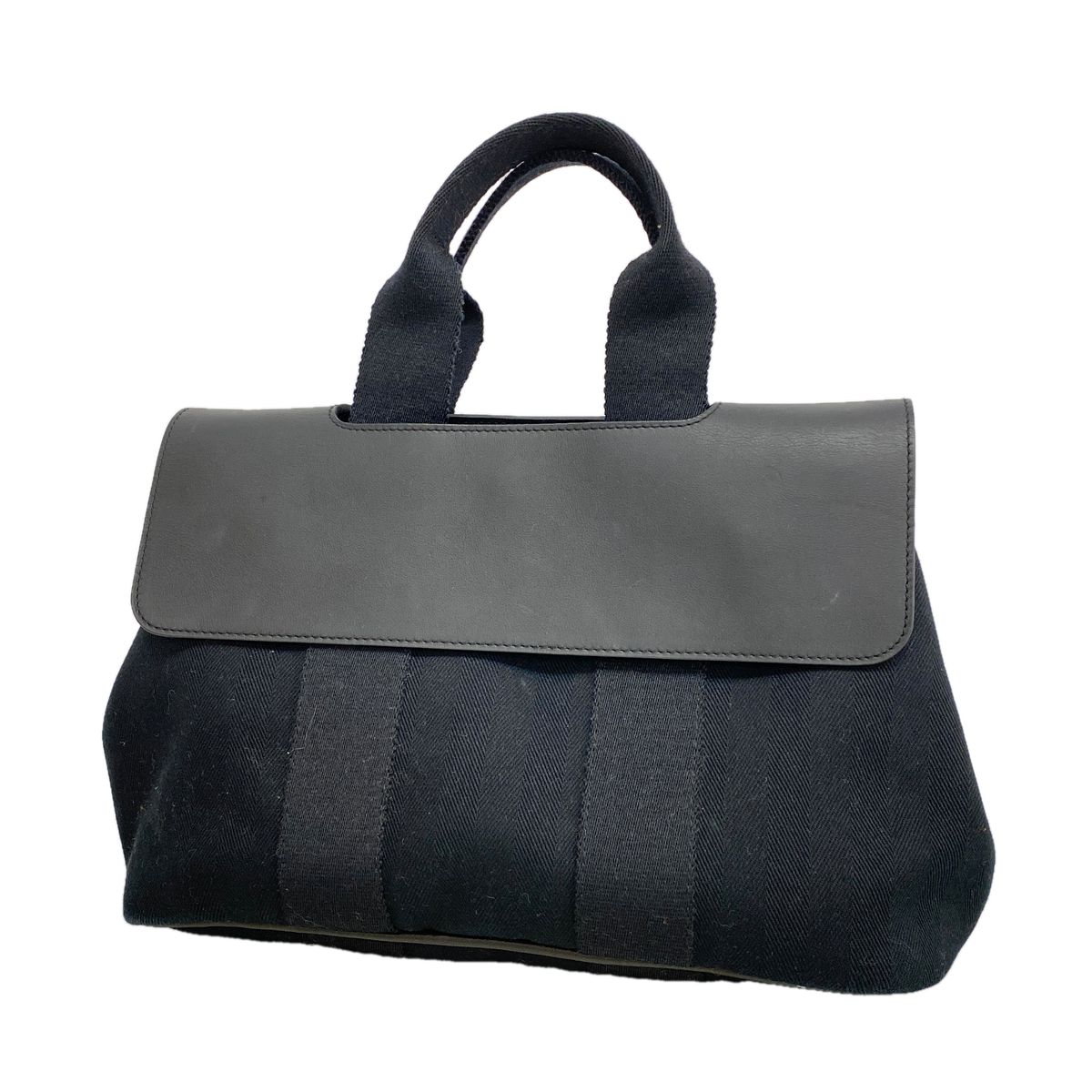 【6hd3577】エルメス ハンドバッグ ヴァルパライソPM トワルシェブロン ブラック シルバー金具【中古】レディース