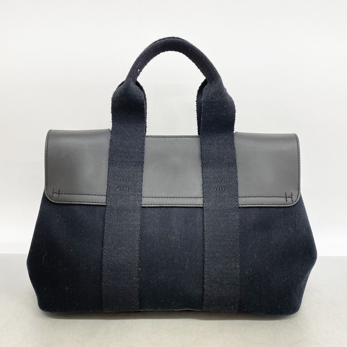【6hd3577】エルメス ハンドバッグ ヴァルパライソPM トワルシェブロン ブラック シルバー金具【中古】レディース