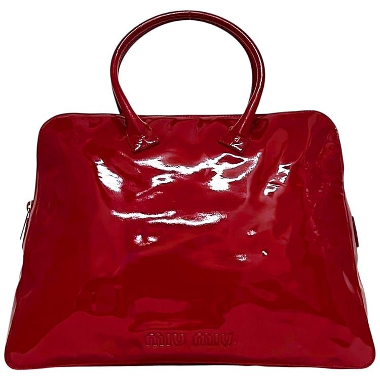 ミュウミュウ トートバッグ 美品 31 MIUMIU エナメル レッド 赤 中古 レディース ヴィンテージ ボストンバッグ 26,520円
