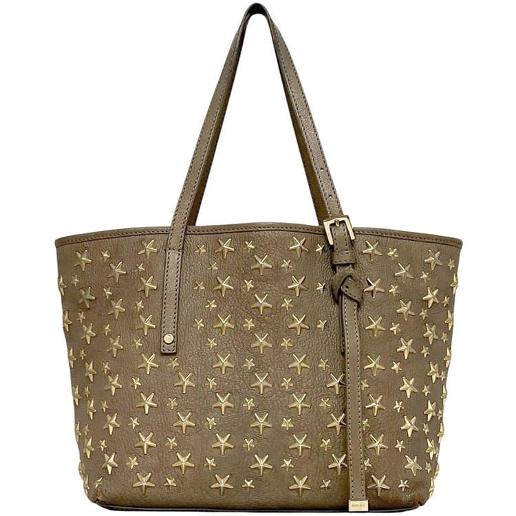 ジミーチュウ トートバッグ ソフィア S 0104DJ JIMMY CHOO レザー 星 スタッズ ベージュ 中古 レディース