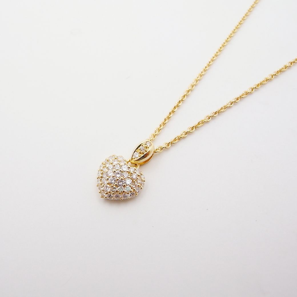 ハート モチーフ ダイヤモンド ペンダント ネックレス 0.65ct 750YG SAランク