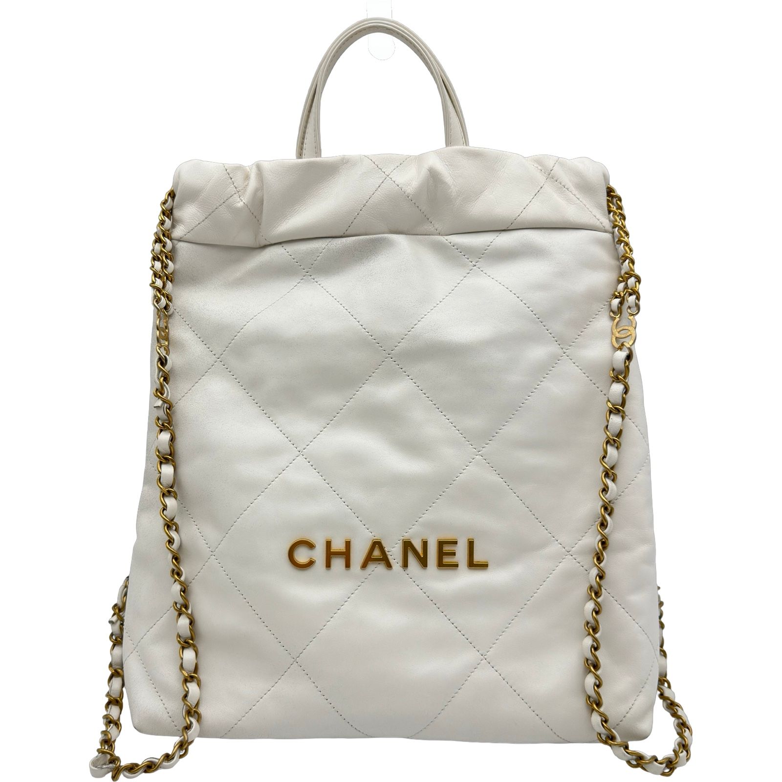 シャネル CHANEL CHANEL22 バックパック AS3859 ホワイト ゴールド金具 カーフスキン レディース リュック・デイパック