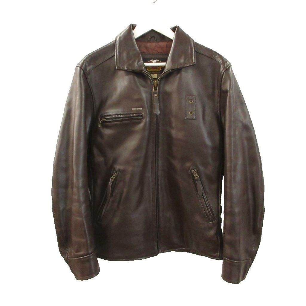 ハーレーダビッドソン HARLEY DAVIDSON ホースハイド ライダースジャケット レザージャケット 馬革 ブラウン L