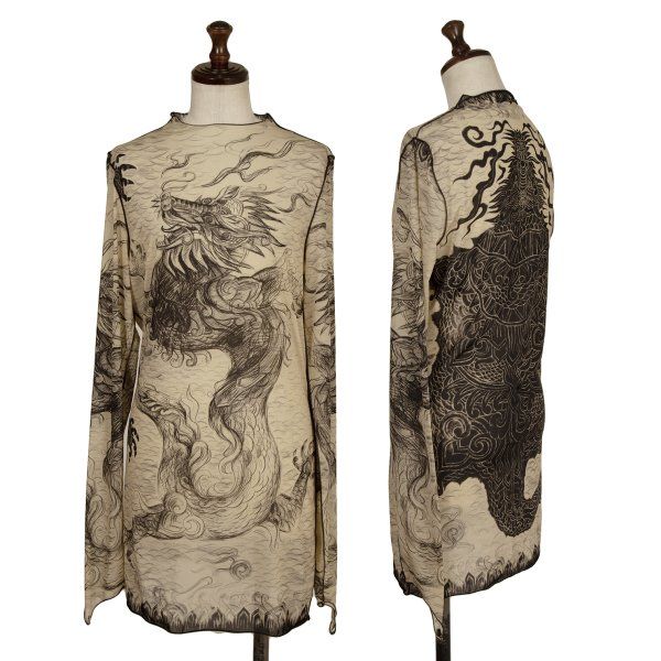 ジャンポールゴルチエ ファムJean Paul GAULTIER FEMME ドラゴンドローイングプリントカットソー ベージュ黒M位 62,725円