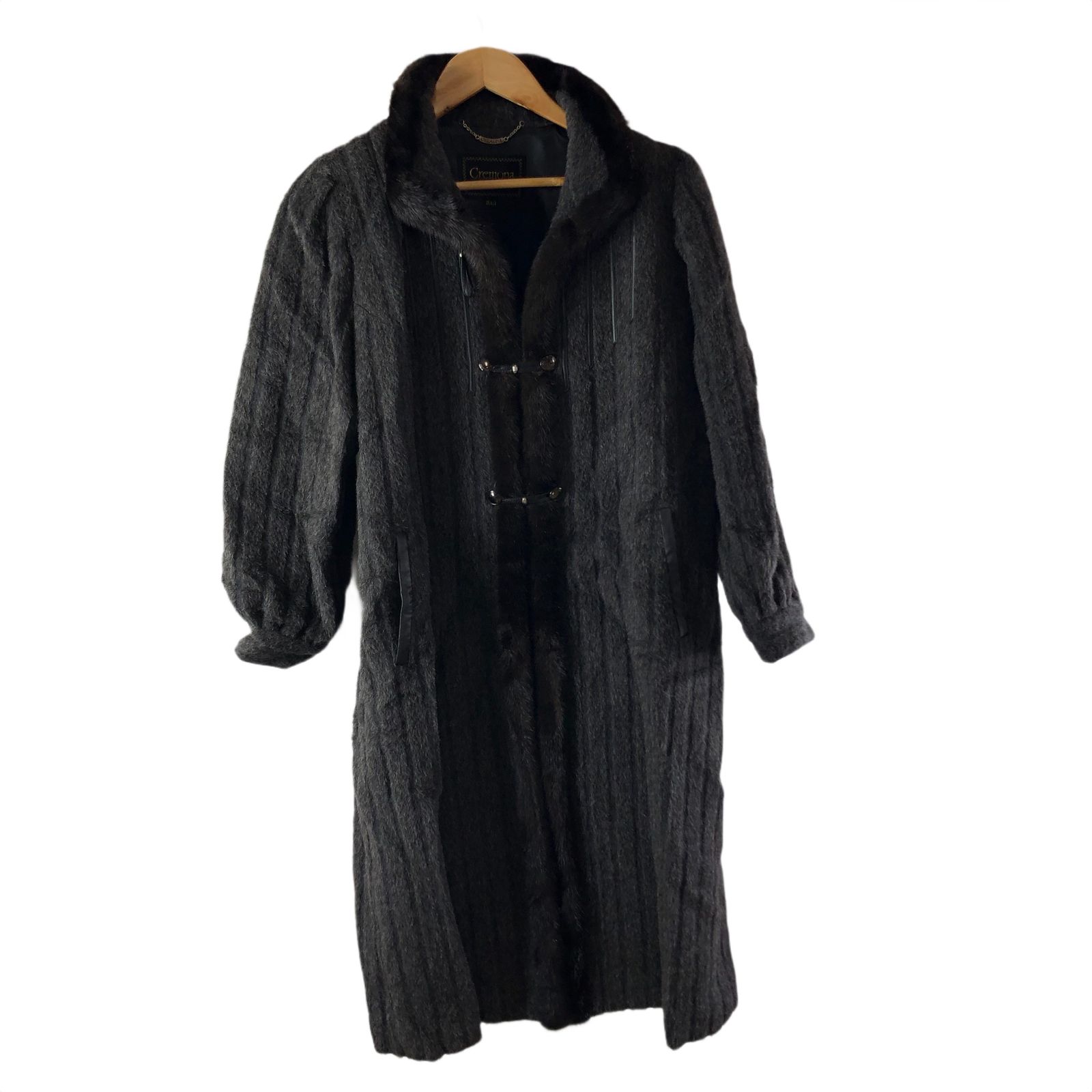 クレモナ Cremona コート アルパカ ファー付 ストライプ模様 ロング ダークグレー 9A3サイズ 1015294 9,360円