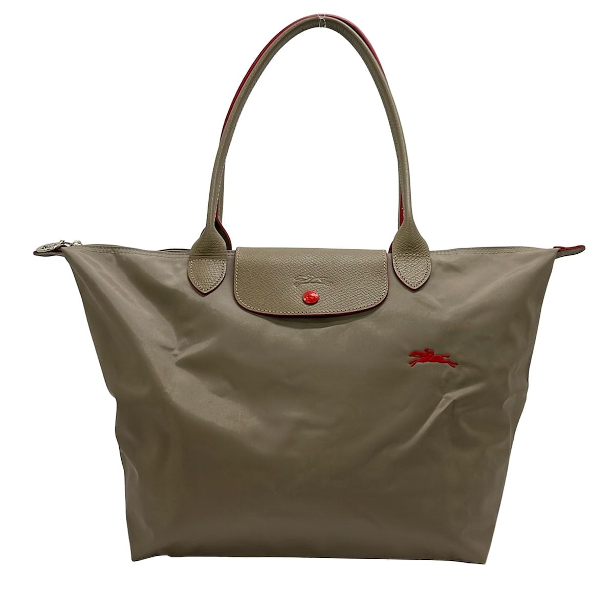 LONGCHAMP(ロンシャン) ショルダーバッグ美品 ル・プリアージュクラブ グレーベージュ 折りたたみ レザー