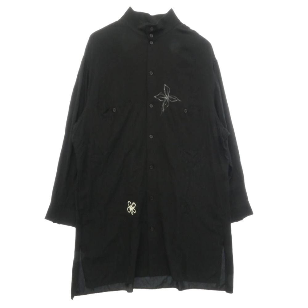 Yohji Yamamoto POUR HOMME ヨウジヤマモトプールオム 23SS HZ-B40-201 花びら刺繍スタンドB レーヨン ロング ブラウス 長袖 シャツ ブラック系 2【中古】 29,045円