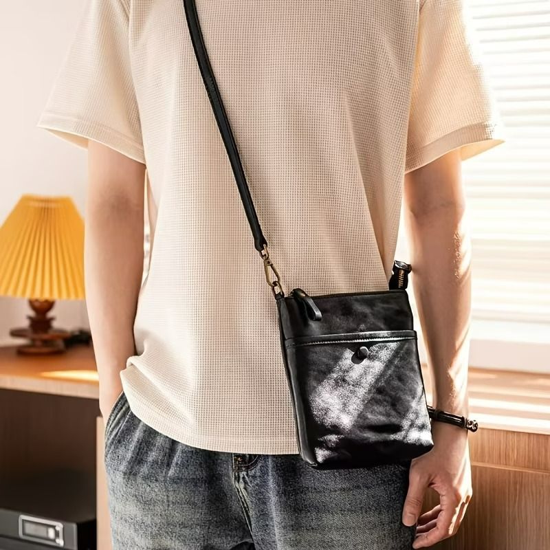 クロスボディバッグ メンズ 牛革 本革 トップグレイン本革 ブラック シングルショルダー 大容量 おしゃれ メンズバッグ レザーバッグ ショルダーバッグ 斜め掛けバッグ ボディバッグ 通勤 通学 ビジネス カジュアル 旅行 トラベル 鞄 シンプル 高級感 軽量 8,850円