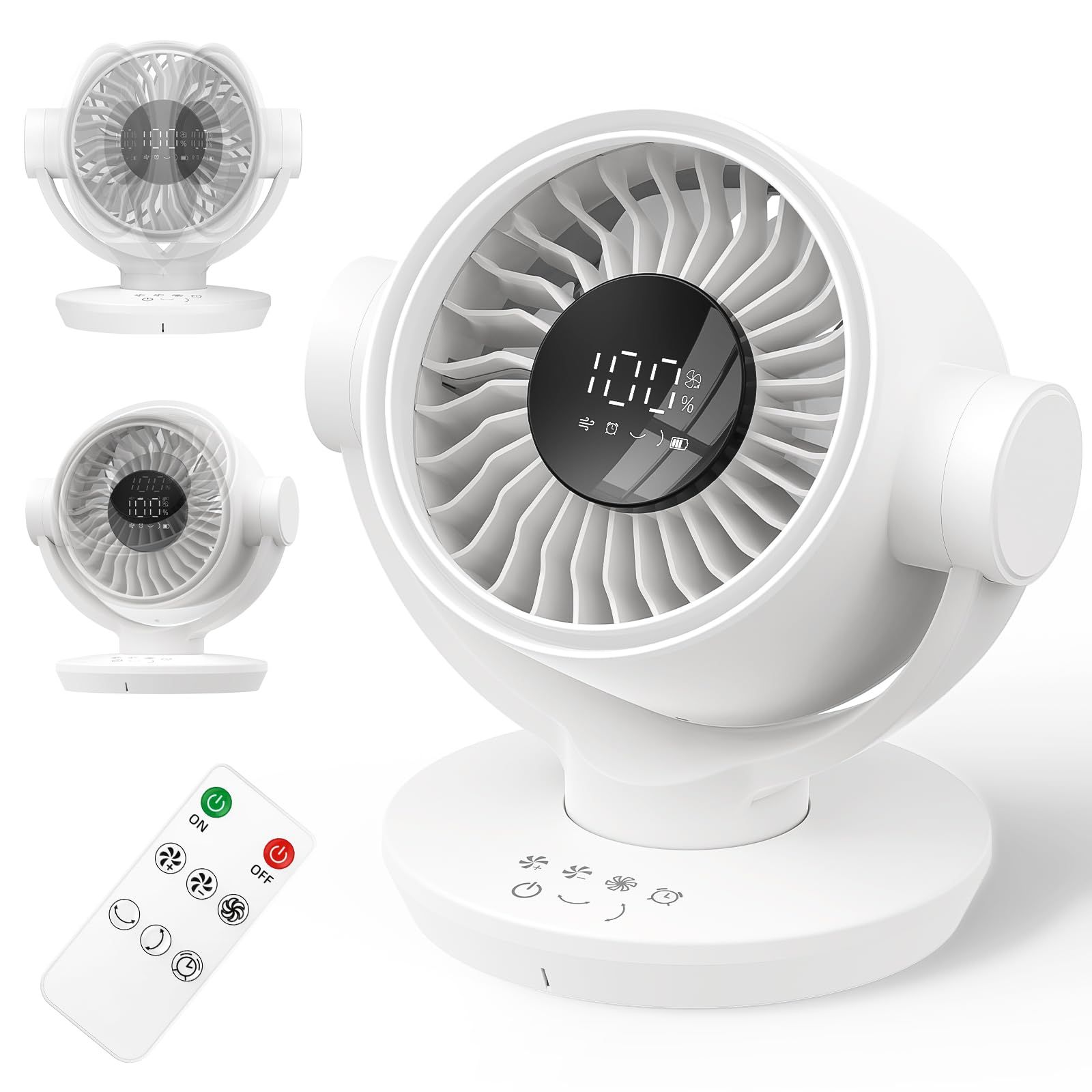★新品★サーキュレーター 扇風機【2026高性能版?199段階暴風モード?-25℃瞬間冷却】卓上扇風機 強力 タイマー機能 【家電批評ベストバイ受賞】3D首振り 10-100段階風量調節 12000mAh大容量 LEDディスプレイ dcモータ 1f83b7df