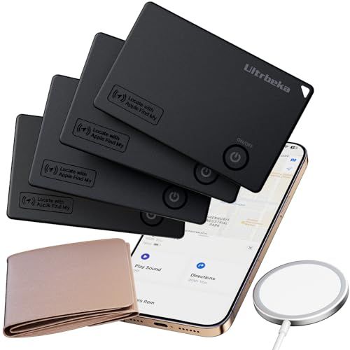 4個セット Wallet Tracker MFi認証付き 1個無線充電器付き | Apple Find My対応 | 財布、鍵、バッグ用ym c2f54a1e