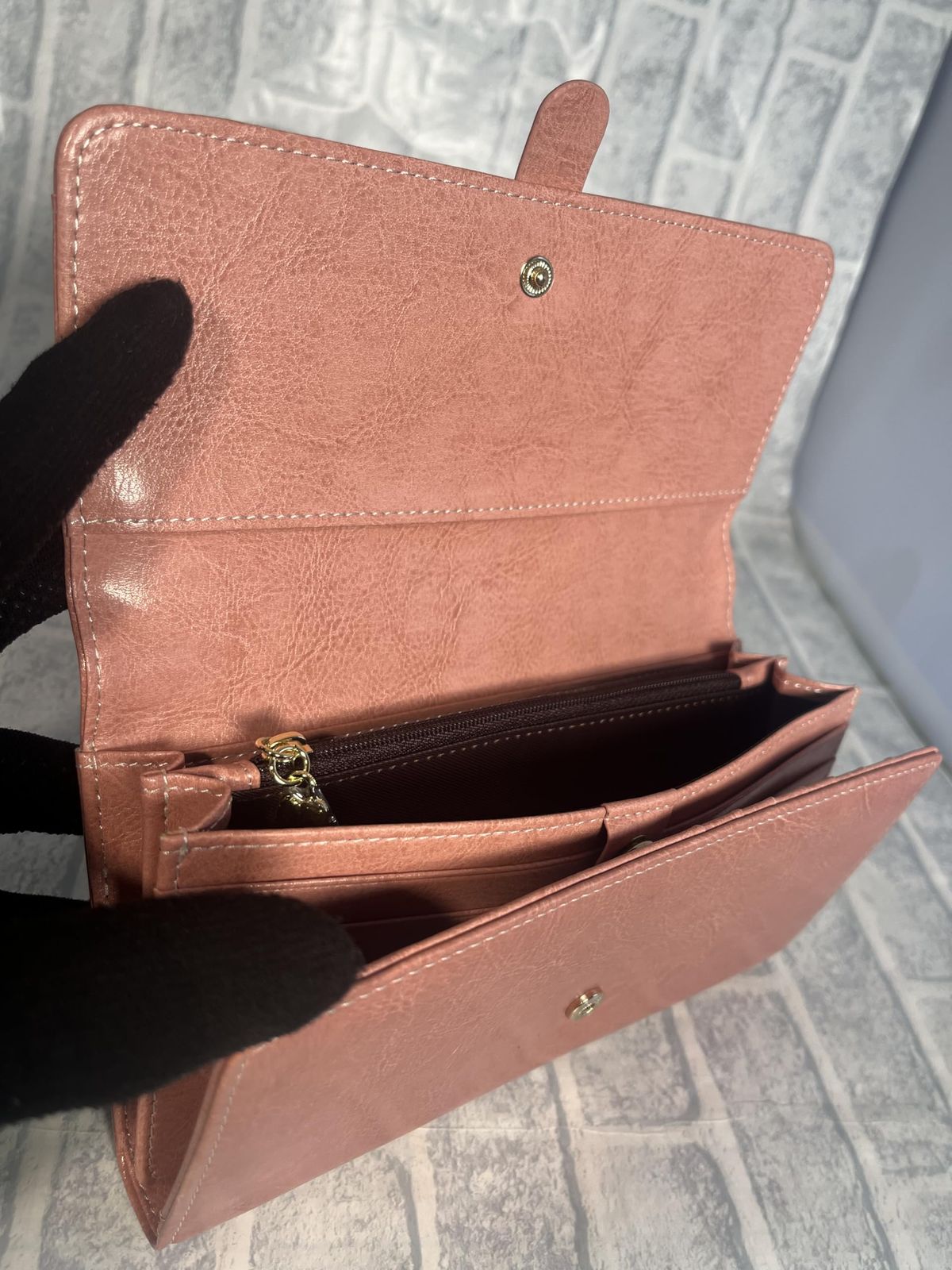 ピンク 長財布 カブセ型 牛本革 ツヤあり レザー 男女兼用 LR-2267 牛革 本革 財布 サイフ さいふ ユニセックス 男女兼用
