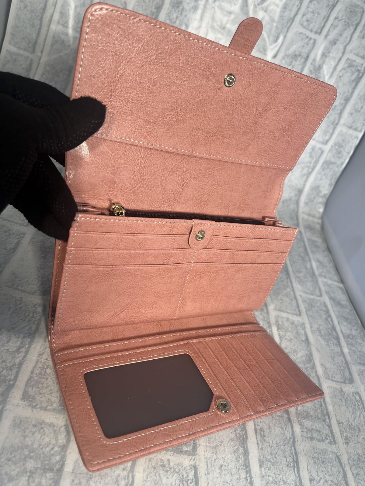ピンク 長財布 カブセ型 牛本革 ツヤあり レザー 男女兼用 LR-2267 牛革 本革 財布 サイフ さいふ ユニセックス 男女兼用