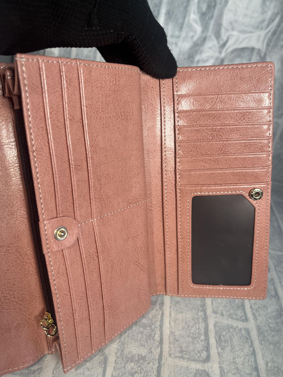 ピンク 長財布 カブセ型 牛本革 ツヤあり レザー 男女兼用 LR-2267 牛革 本革 財布 サイフ さいふ ユニセックス 男女兼用