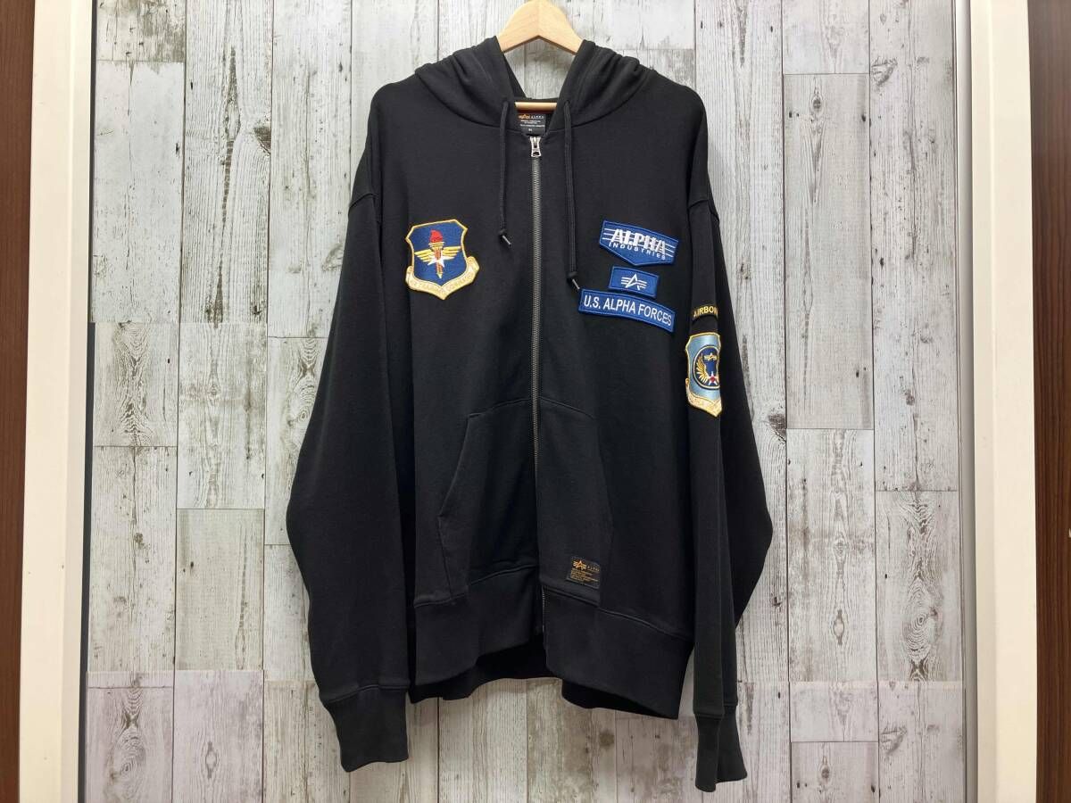 ALPHA INDUSTRIES パッチドフルジップパーカー ブラック 2L アルファ 6,147円
