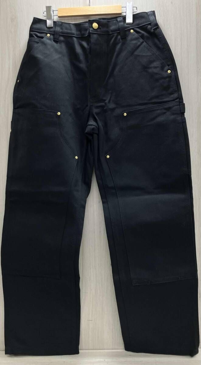 通年 Carhartt カーハート パンツ 106679 アメリカンカジュアル ダブルニーパンツ フィルムダック ロゴ 刺繍 金ボタン 30×30 ブラック