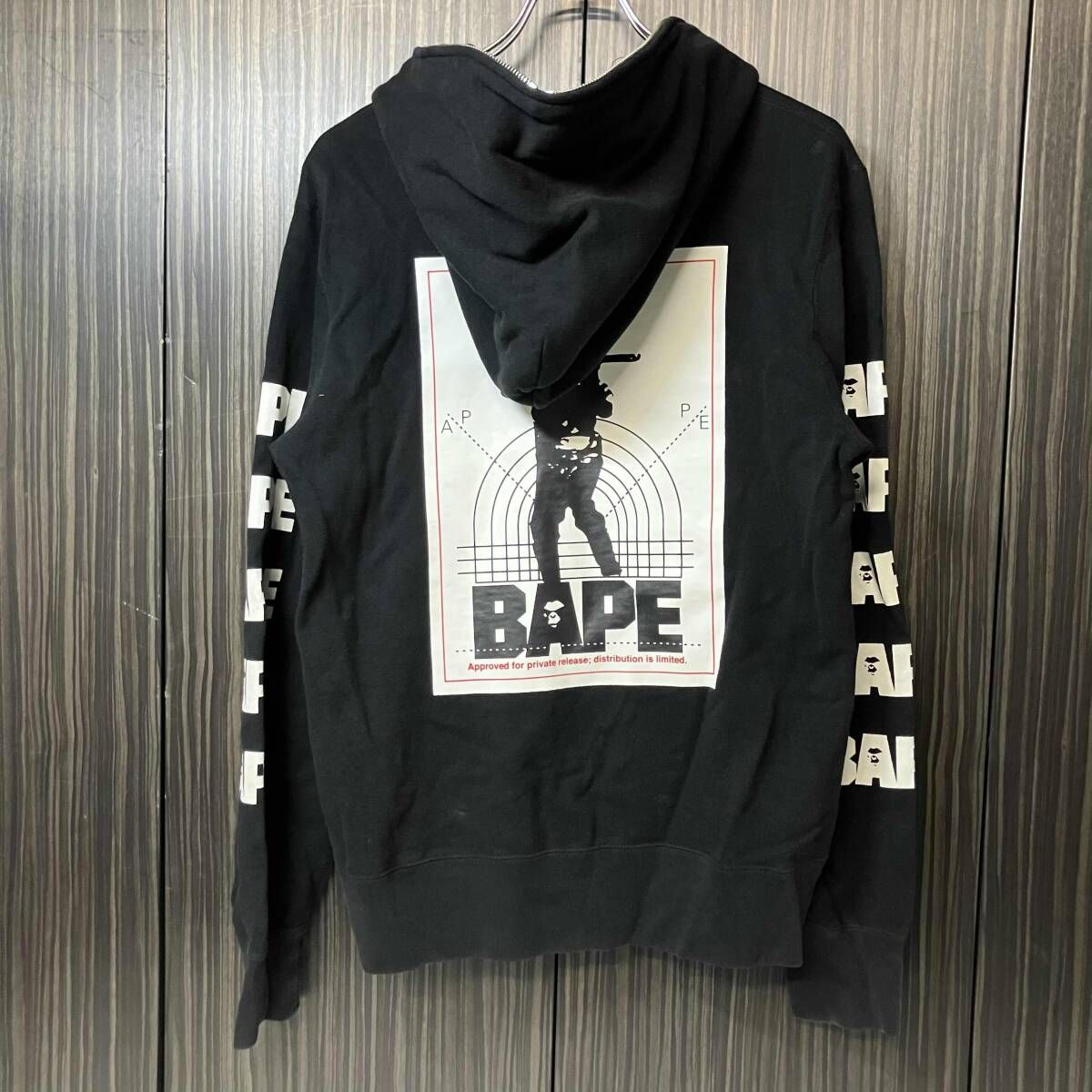 A BATHING APE パーカー HUNTING FULL ZIP HOODIE サイズM ブラック 001ZPF801012X アベイシングエイプ