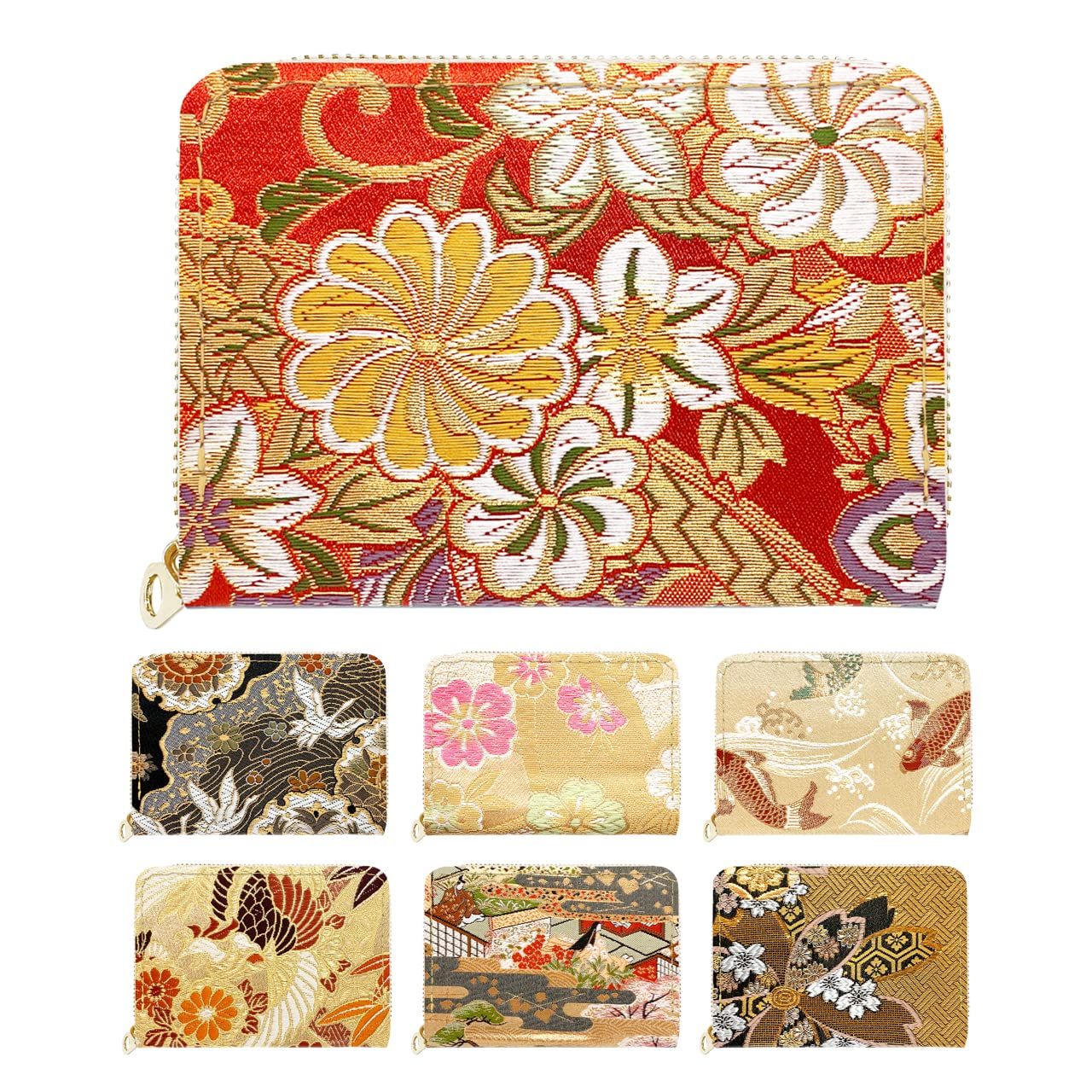 のしに花唐草・朱 ノーブランド品 西陣織 着物 松 ミニ財布 ウォレット カード収納 和風財布 コンパクト 和柄 刺繍 財布 9,324円