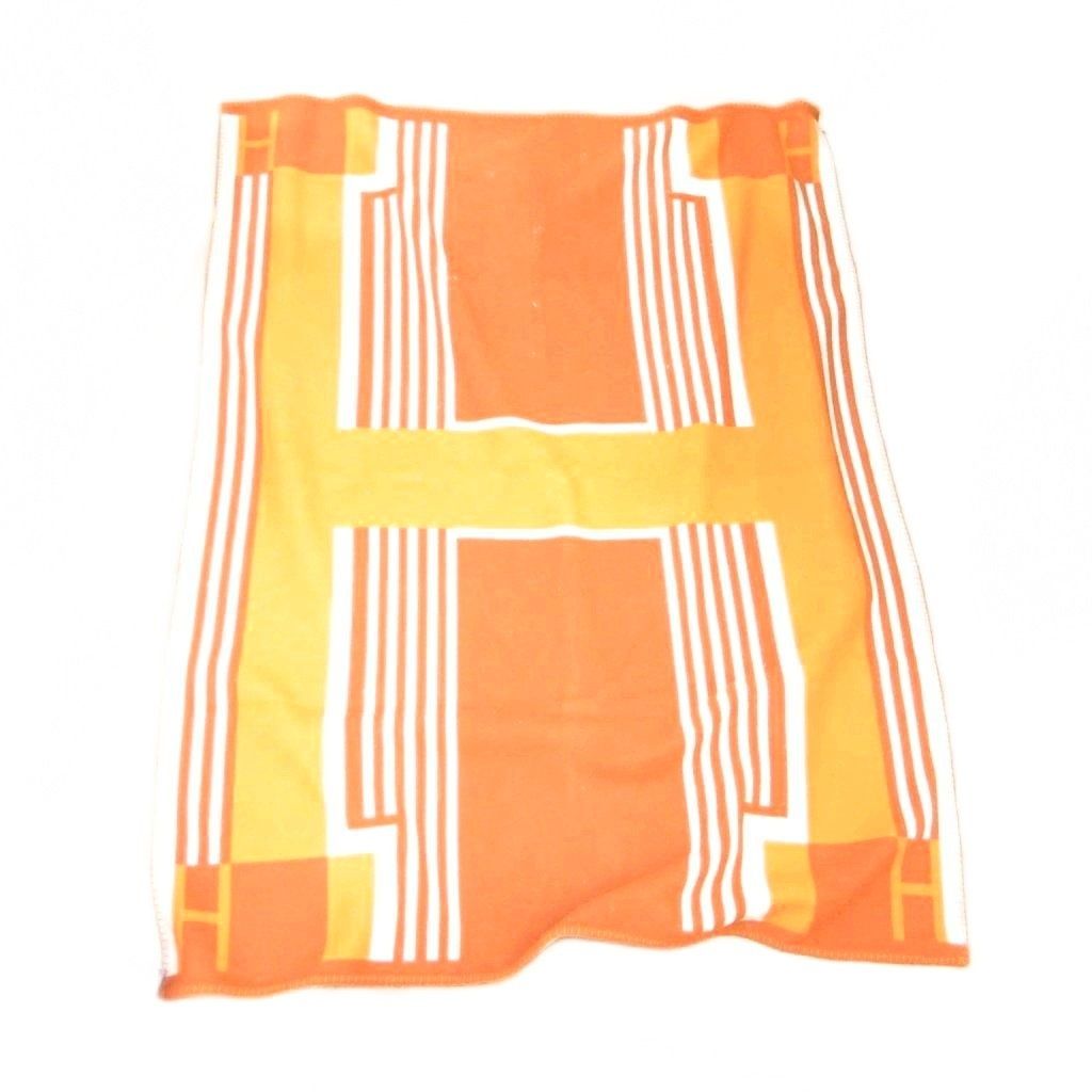 エルメス HERMES 22AW イターク ブランケット 厚手 ウール カシミヤ混 オレンジ ■AO5