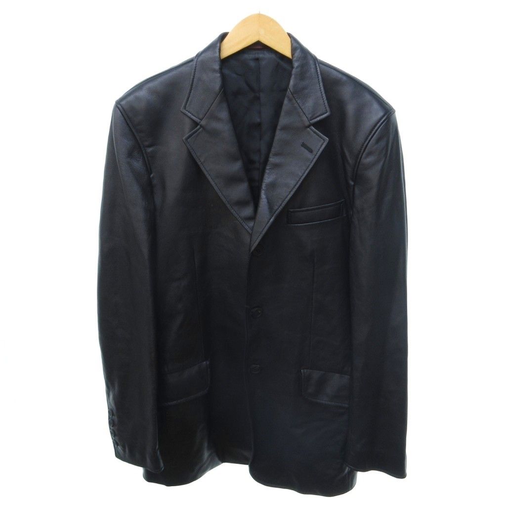 ポールスミス PAUL SMITH テーラードジャケット レザー シングル 黒 ブラック L ■AO5