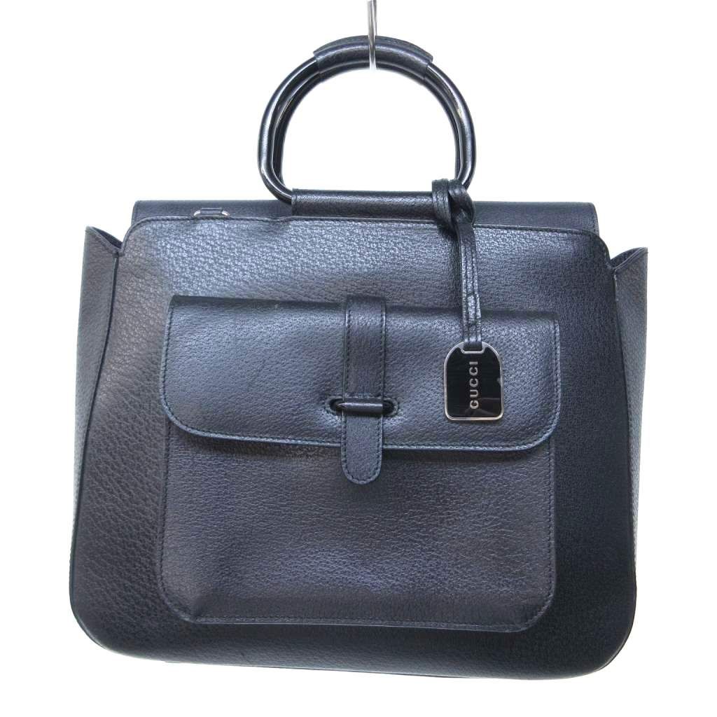 グッチ GUCCI ハンドバッグ プラスチックハンドル レザー 黒 ブラック ボタン開閉 ■AO5 19,166円