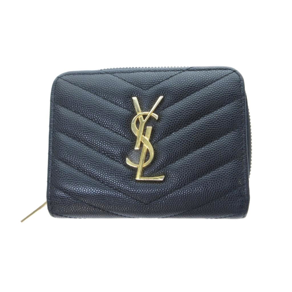 イヴサンローラン YVES SAINT LAURENT カサンドラ YSLロゴ 財布 シボレザー 黒 ブラック ■AO5 26,207円