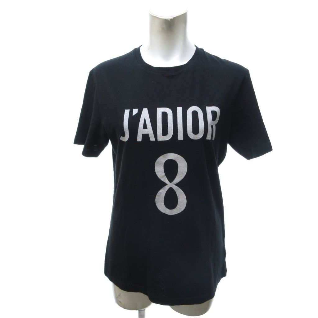 クリスチャンディオール Christian Dior JADIOR Tシャツ カットソー 半袖 クルーネック リネン混 黒 ブラック S ■AO5
