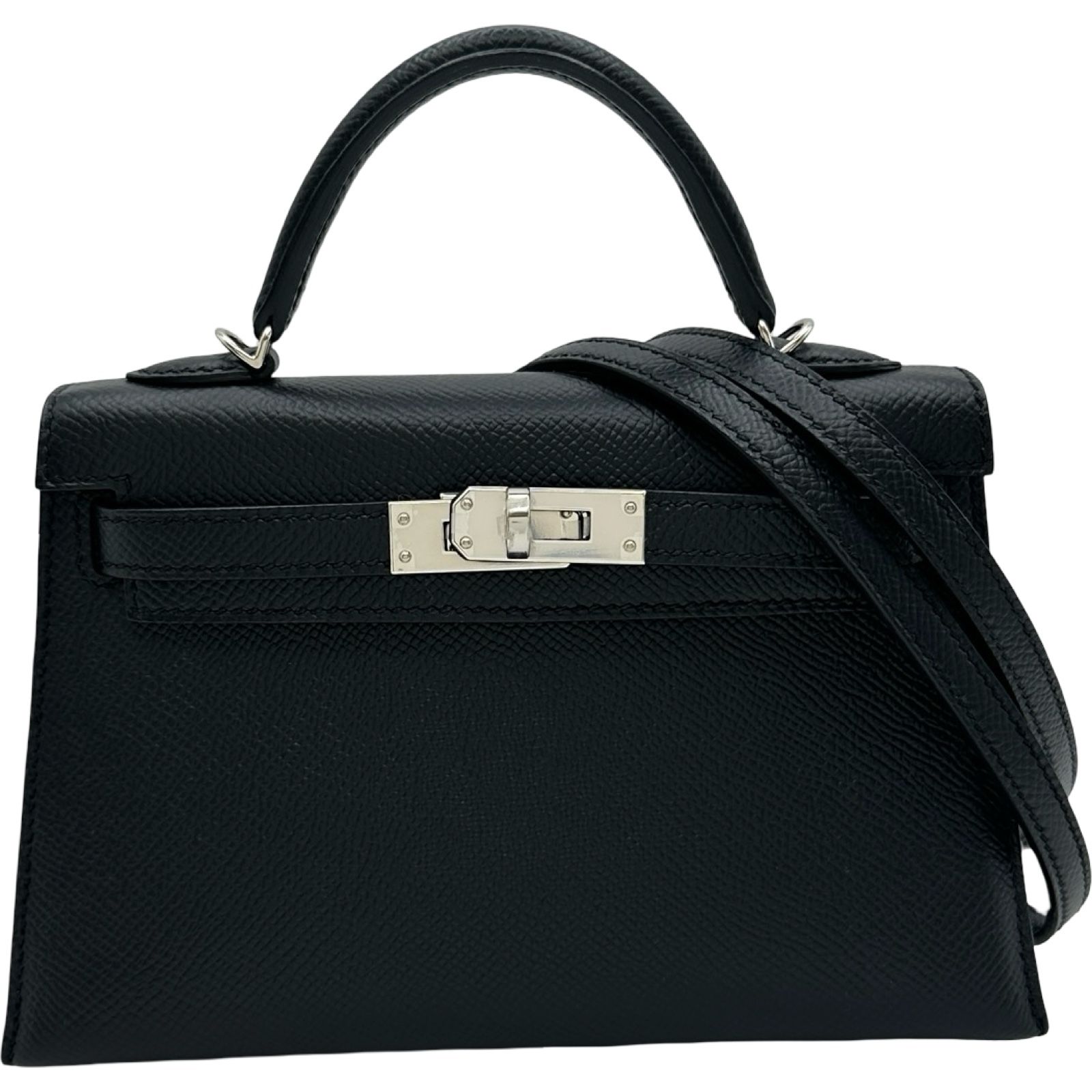 エルメス HERMES ミニケリー2 W刻印 ブラック シルバー金具 エプソン レディース ショルダーバッグ