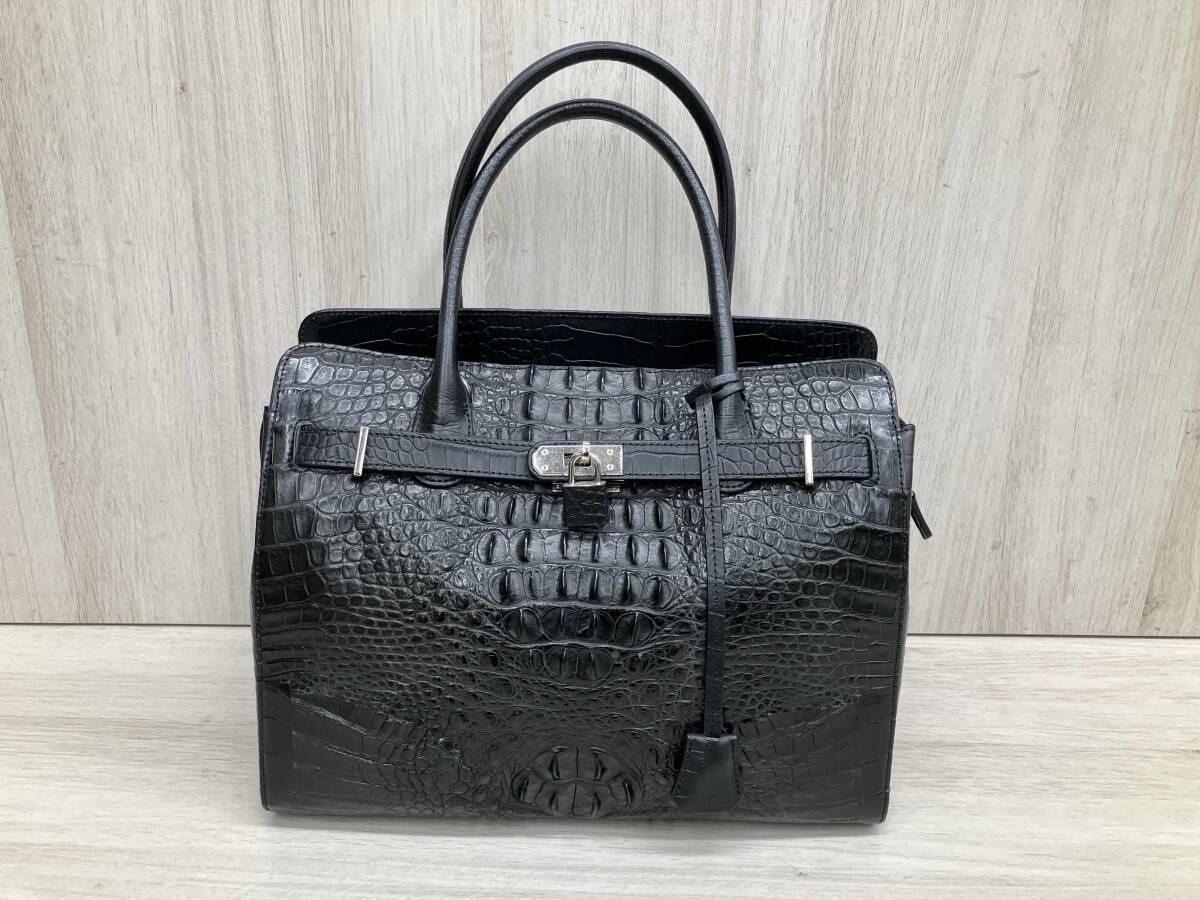 RODANIA ロダニア ハンドバッグ トートバッグ クロコダイル レザー レディース ブラック 【ショルダーストラップなし】