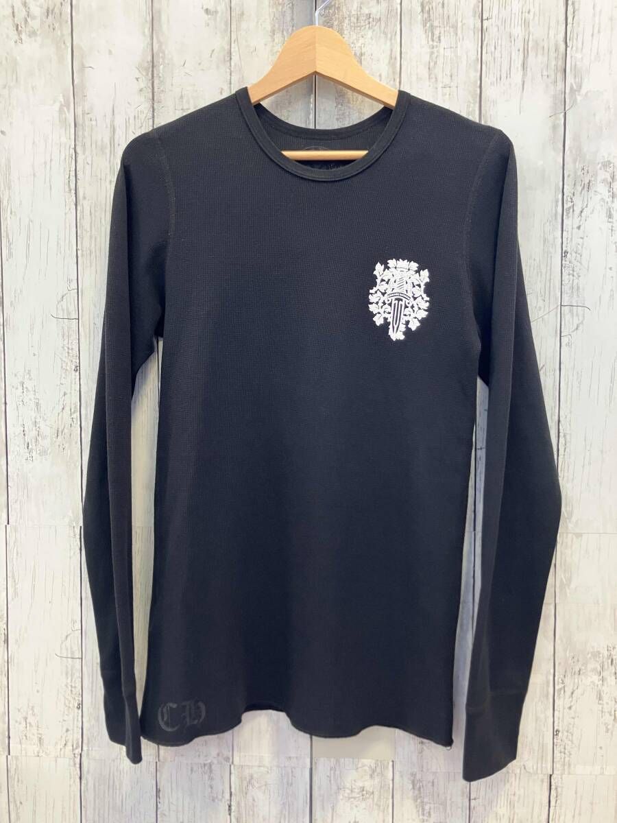 Chromehearts クロムハーツ VINE DAGGER LS TEE ワッフル ダガー ブラック ロンT 長袖Tシャツ Mサイズ 袖汚れ ピンホール有り プリント割れ