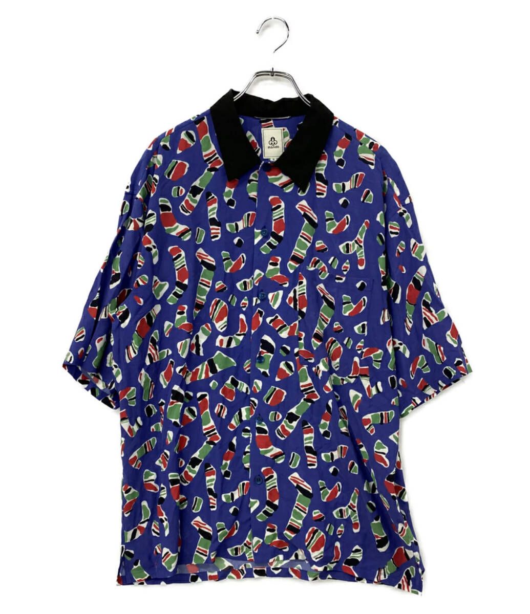 mando PATTERN S/S SHIRTS size 2 総柄 ブルー マンド