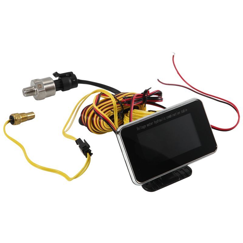 3in1 LCD車載デジタルゲージ 電圧計/油圧計/水温計 12-24V汎用