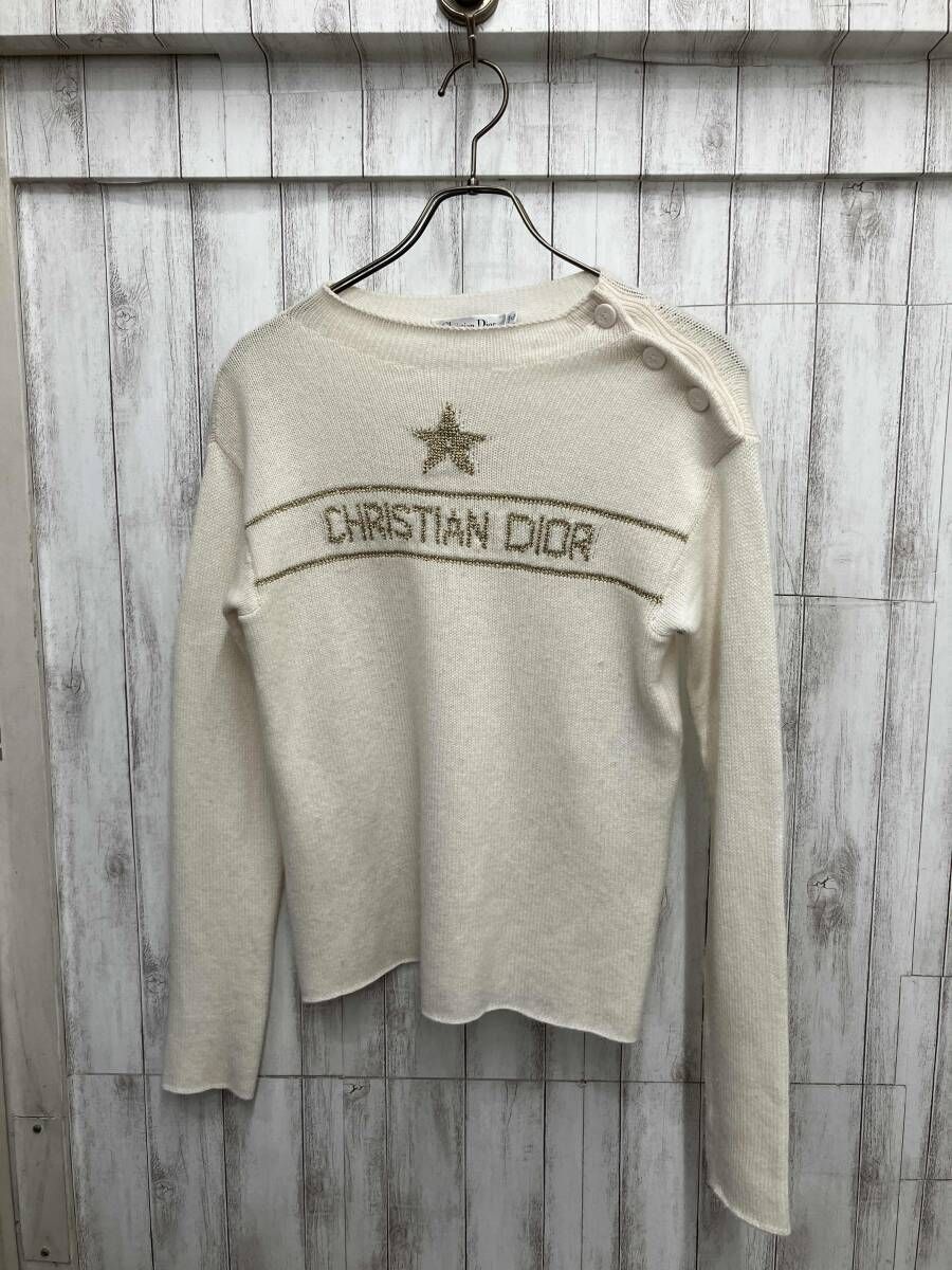 Christian Dior 24aw ニット ロゴ ホワイト 状態考慮　414S94AM064