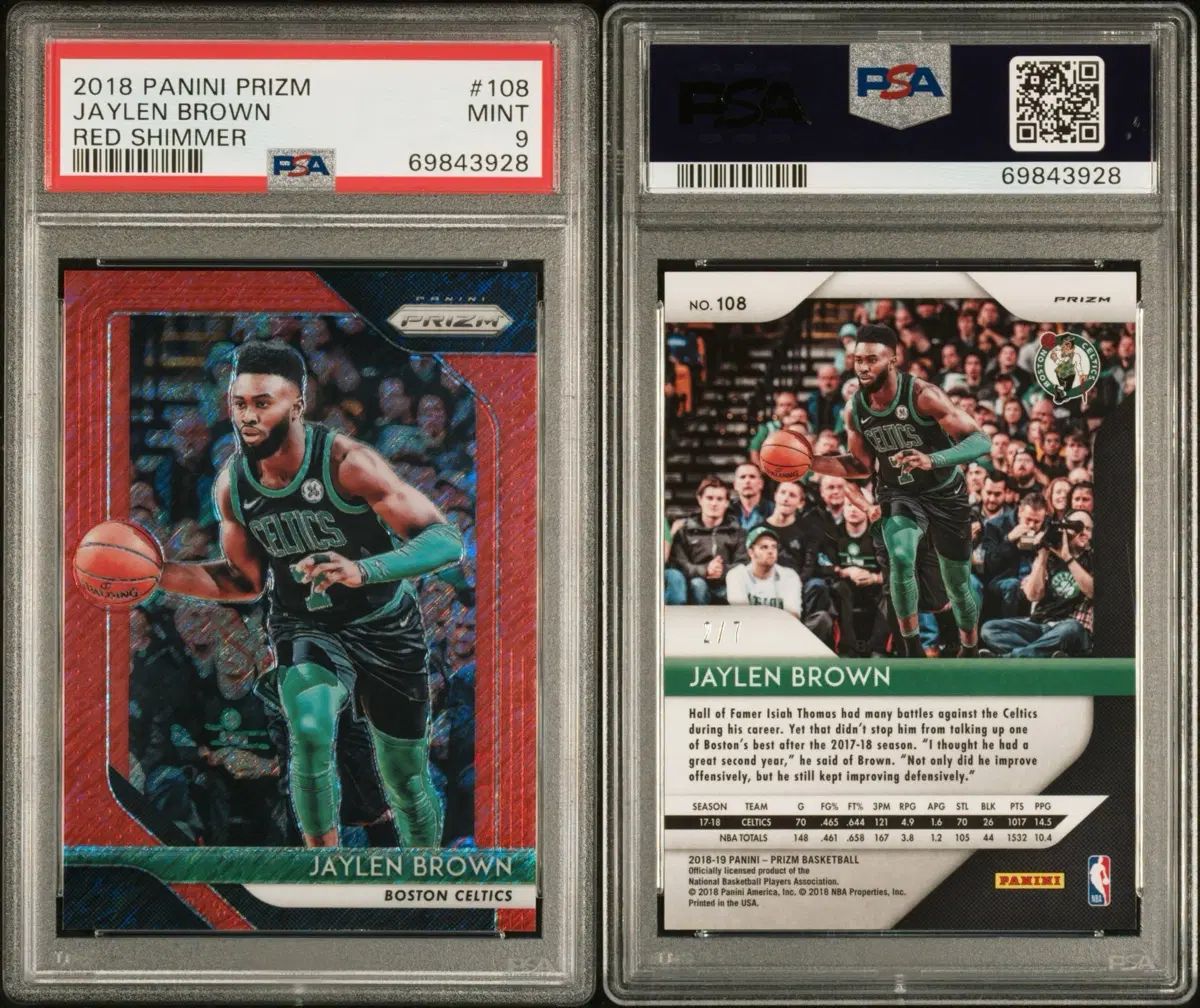 ボストン ジェイラン ブラウン 2018 - 19 NBA プリズム レッド シマー / 7 PSA9