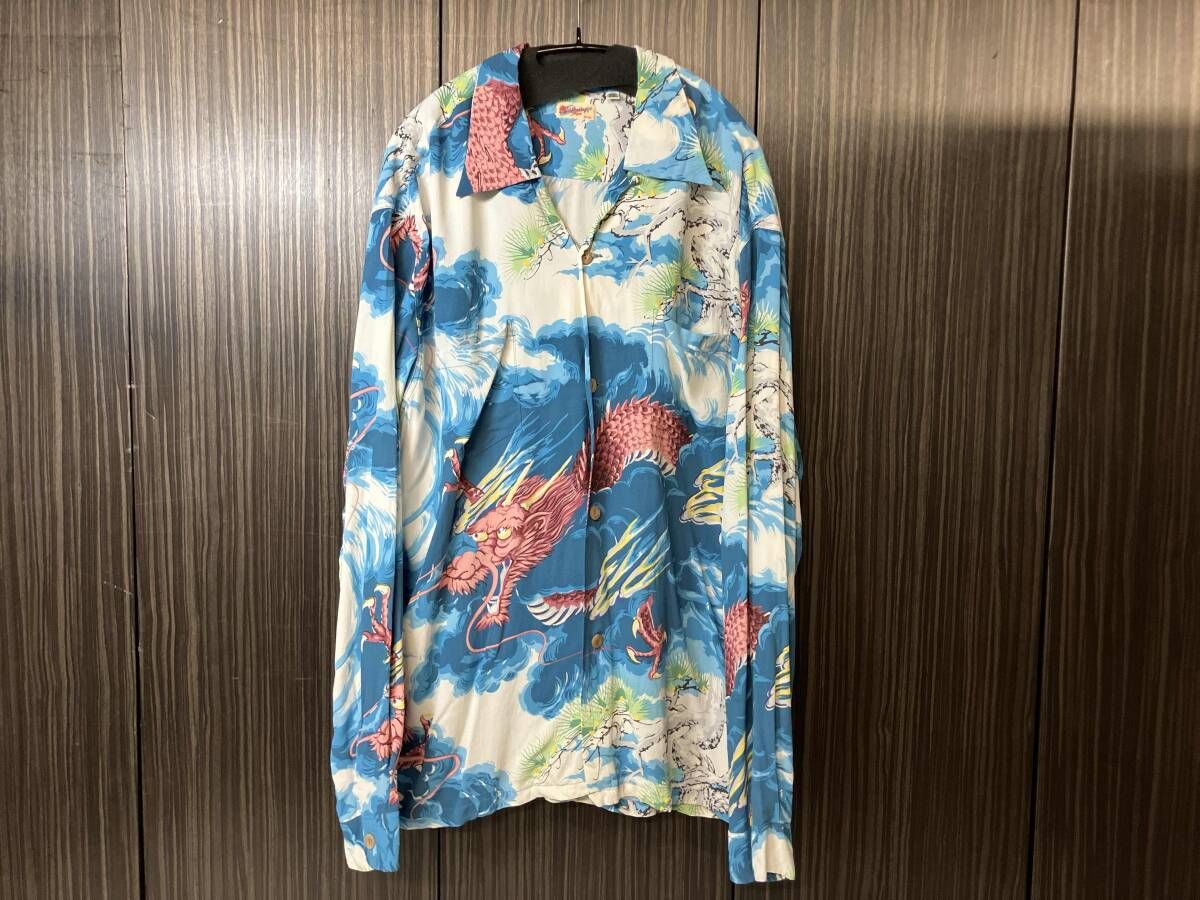 SUN SURF 東洋エンタープライズ SS28554 長袖アロハシャツ DRAGON L/S RAYON HAWAIIAN SHIRT 龍 和柄 ブルー サンサーフ XXLサイズ 10,022円