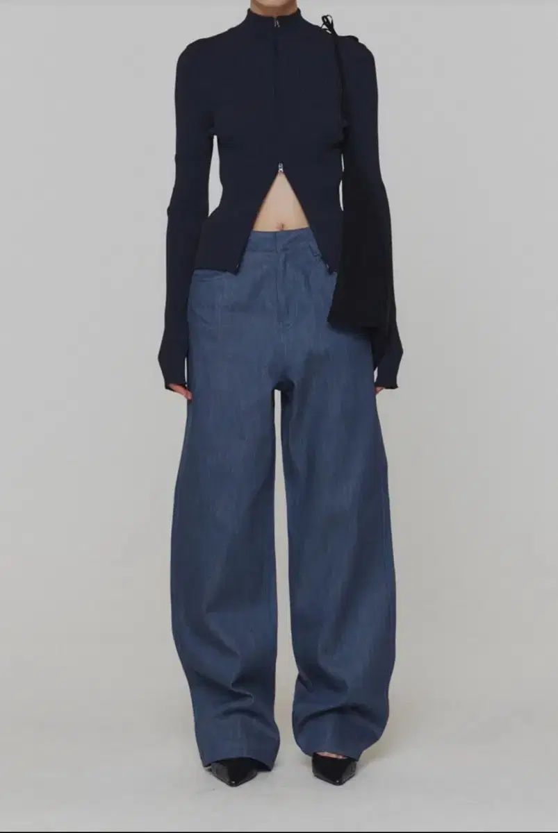 アモーメント モクネック カーディガン Ribbed Mock Neck Cardigan