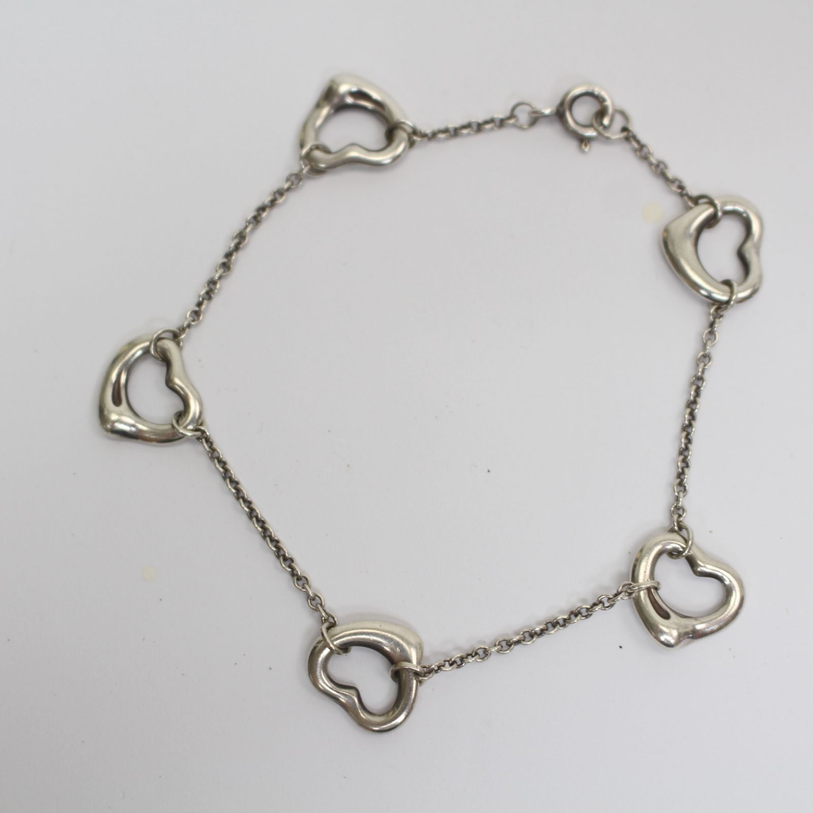 723)Tiffany & Co. ティファニーオープンハート5p ブレスレット 925