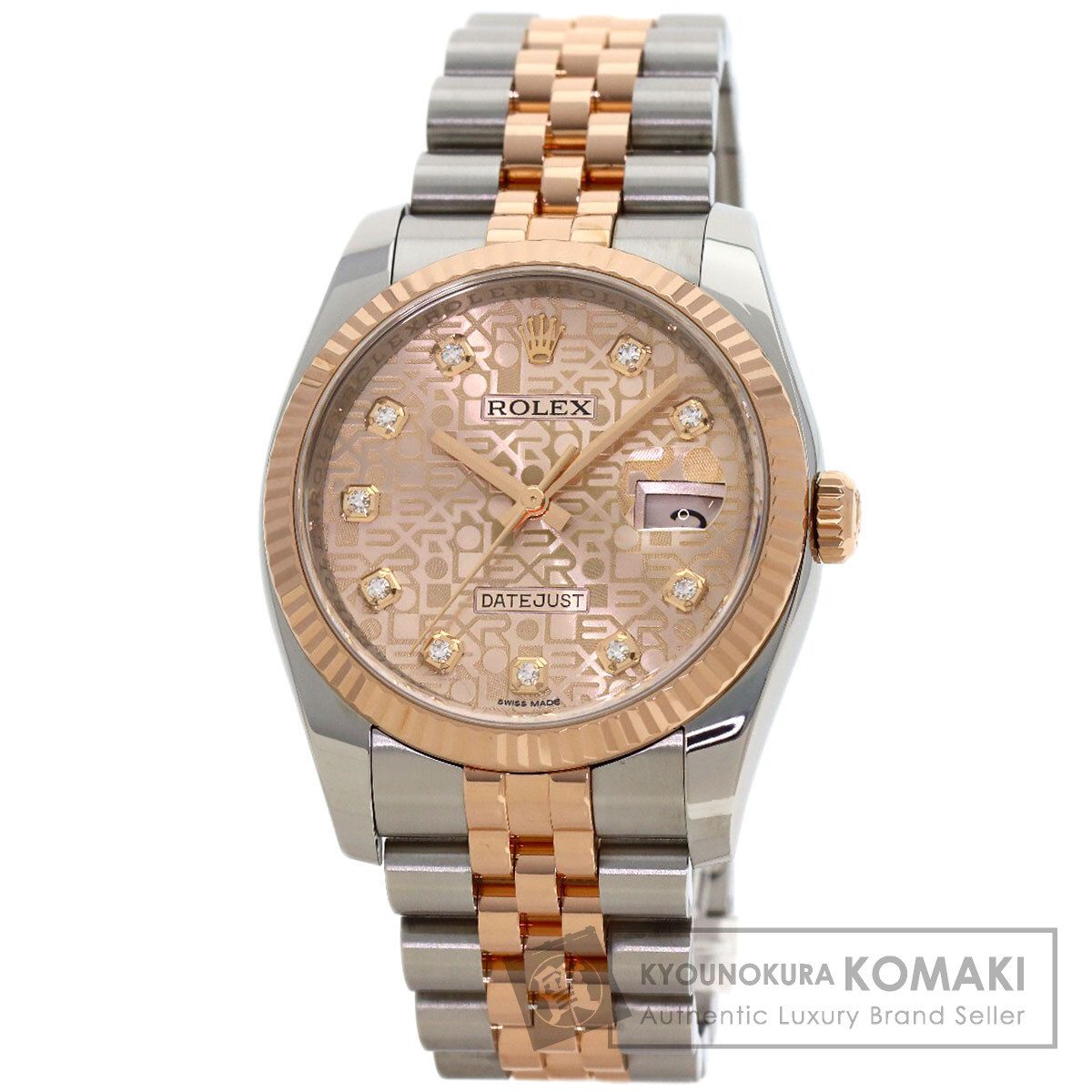 ROLEX ロレックス 116231G デイトジャスト 10P ダイヤモンド 腕時計 SS SSxK18PG エバーローズゴールド メンズ [中古]