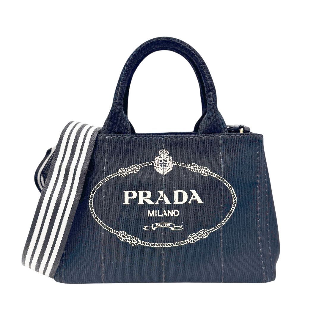PRADA プラダ カナパ キャンバス ブラック ゴールド金具 1BG439 2WAY ハンドバッグ ショルダーバッグ 黒 2WAY デイリーユース カジュアル ファッション レディース メンズ ユニセックス 人気 【ブランドギャラリー心斎橋店】
