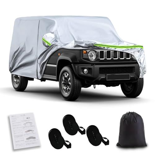 N◆車カバー スズキ ジムニーノマド JC74型 自動車カバー 車専用カバー 防水性アップ 裏起毛 防塵 UVカット 黄砂/雨雪対策 防風ロープ付き シルバー 四季対応 9cc85aee