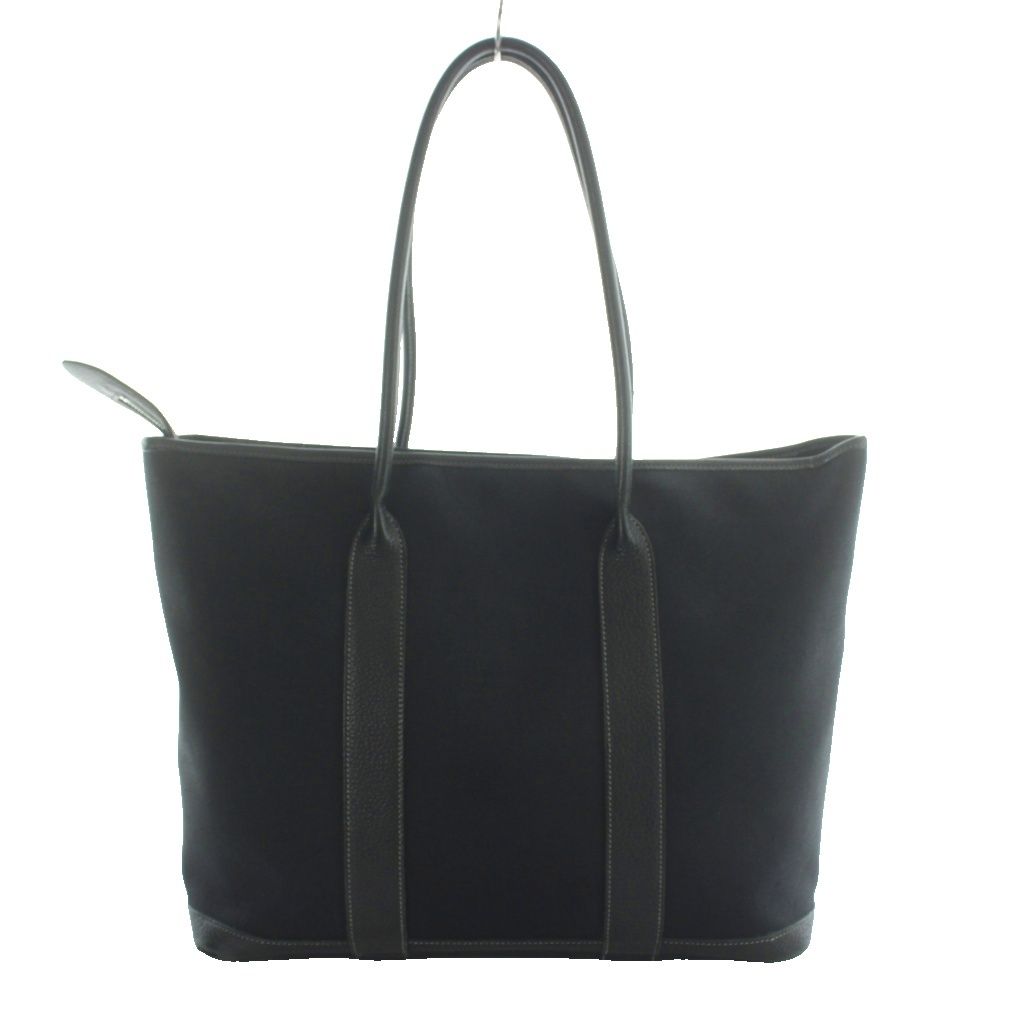 エルメス HERMES ガーデンジップ MM トートバッグ トワルオフィシェ レザー コットンキャンバス □M刻印 黒 ブラック /MW ■OH ☆AA★