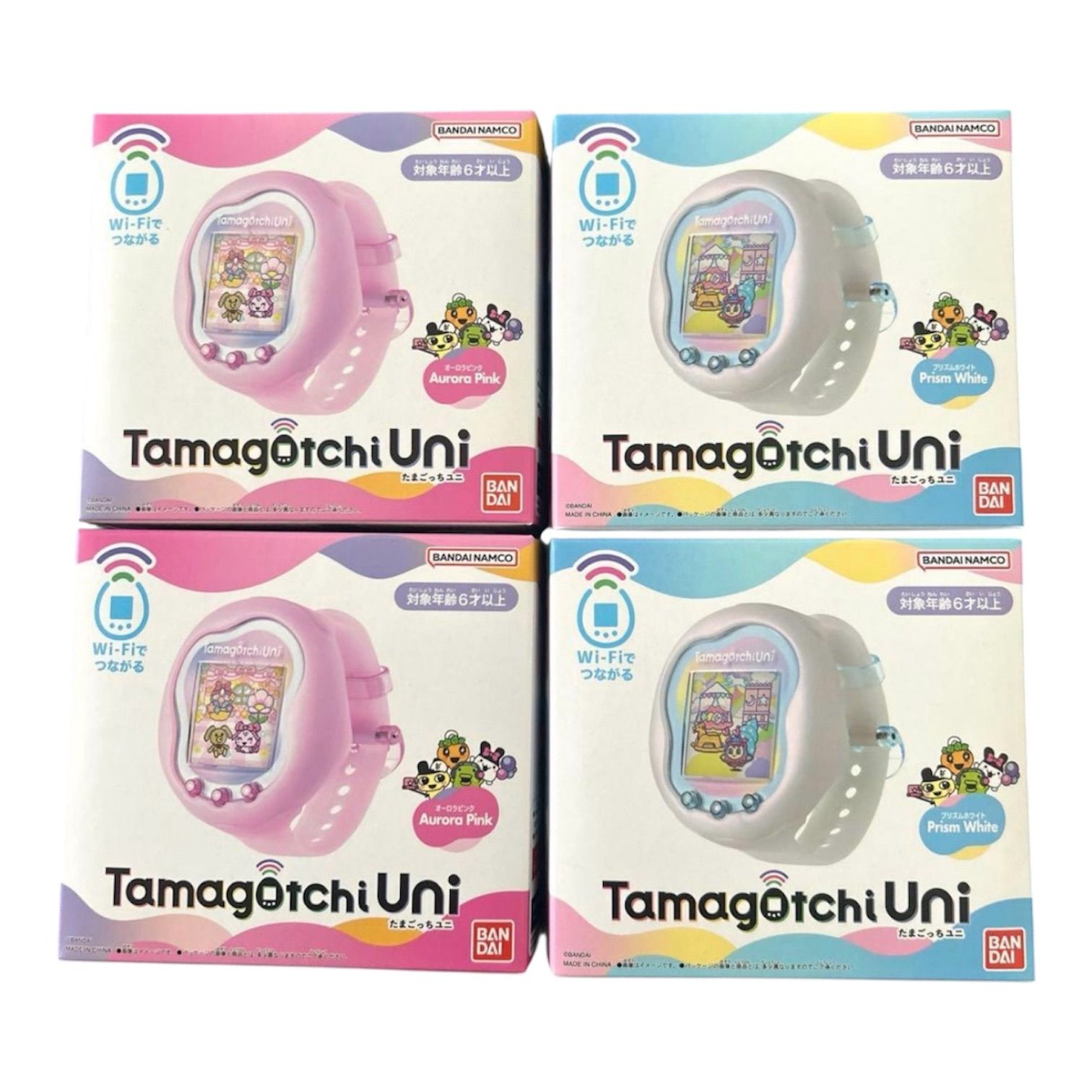 プレミアムバンダイ Tamagotchi Uni Aurora Pink / Prism White 各2個ずつ2色セットの計4個【限定カラー】