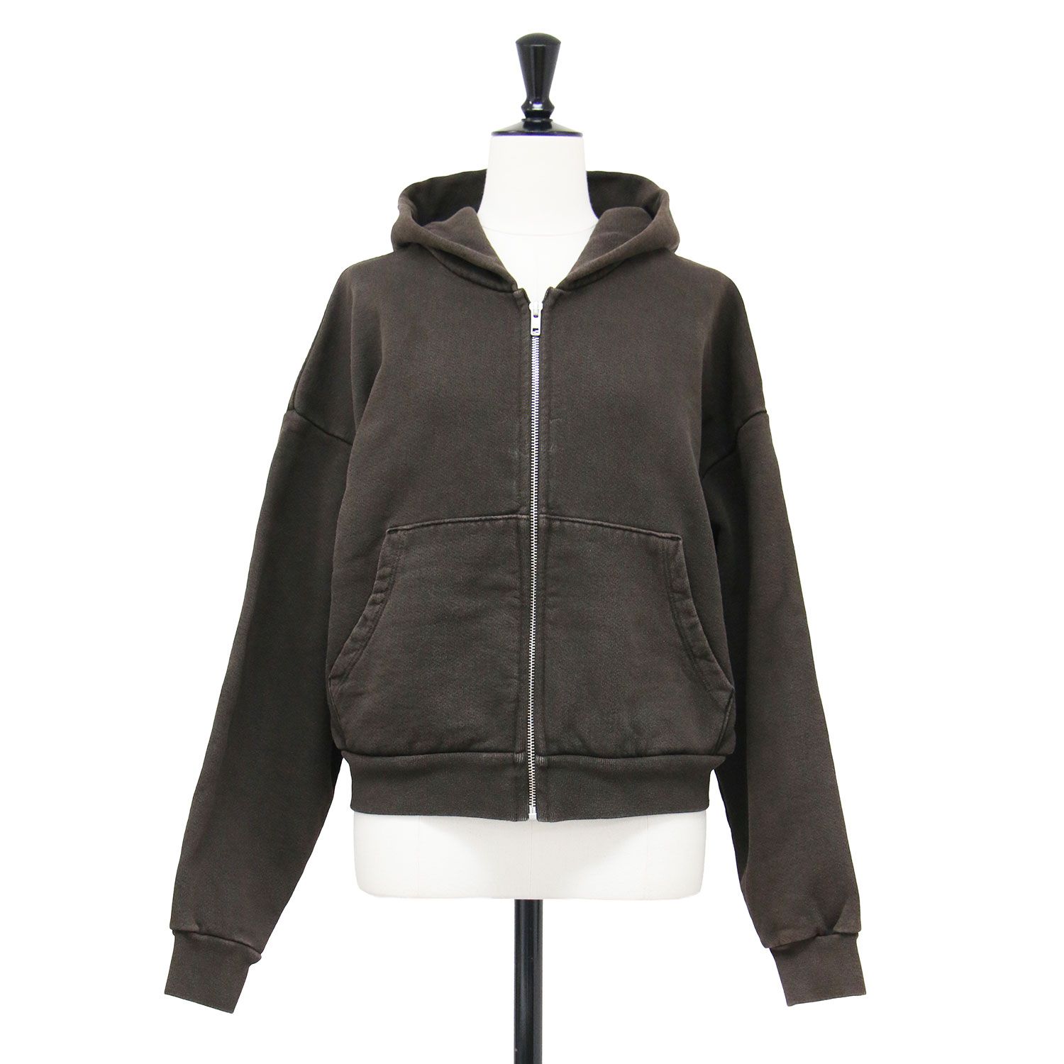 ASHER アッシャー パーカー ブラウン S 25秋冬 ROSIE ZIP パーカーフーディー ショート丈 長袖 ジップアップ 裏毛 コットン トップス アメリカ製【レディース】【中古】