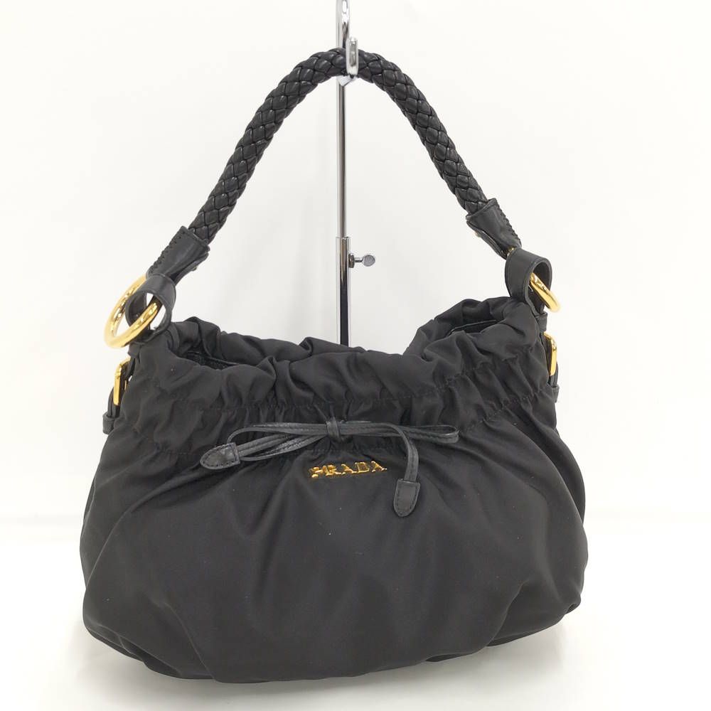 PRADA ワンショルダーバッグ ギャザー リボン ナイロン ブラック 31,382円